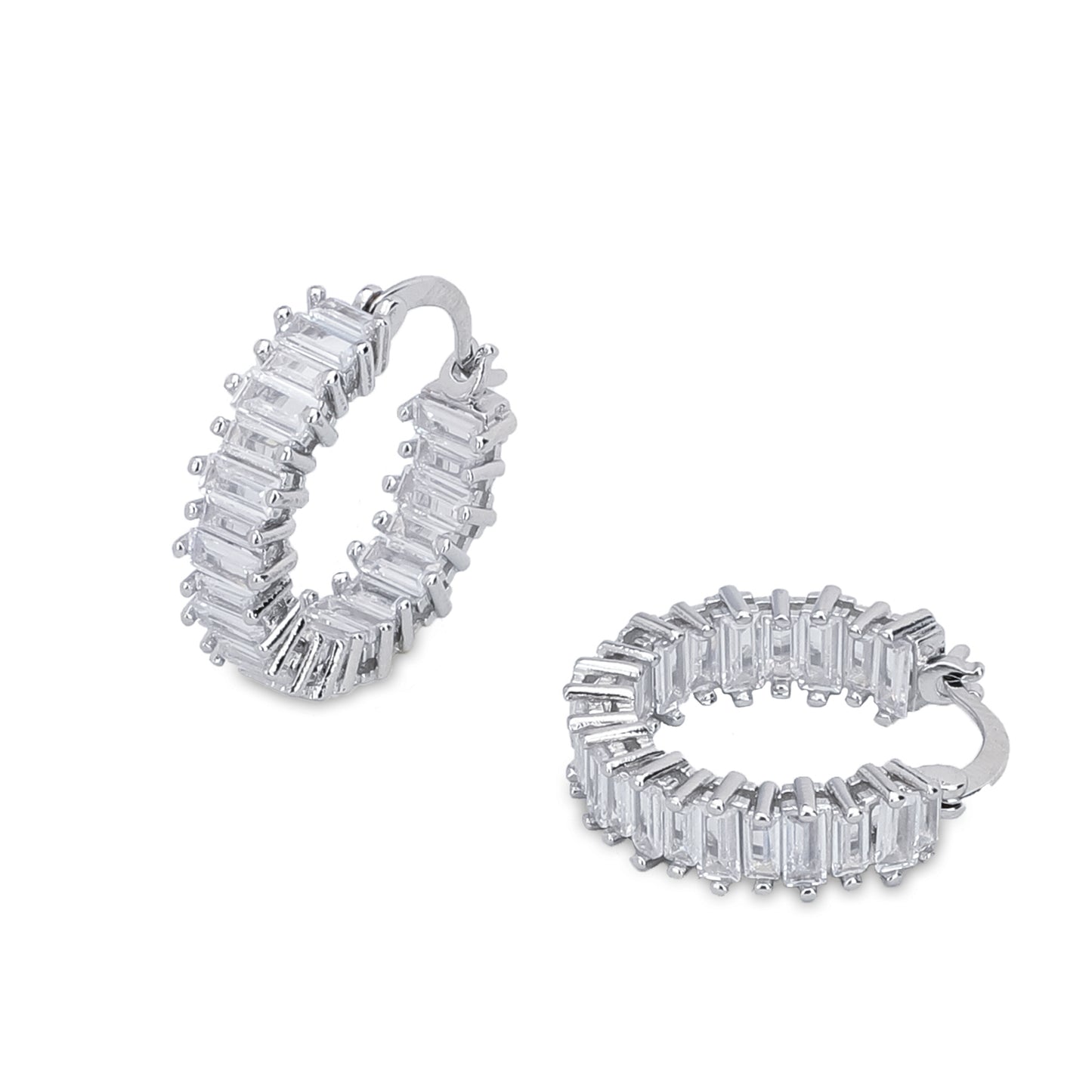 CZ Hoop Earrings (Silver)