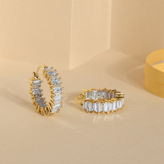 CZ Hoop Earrings (Gold)