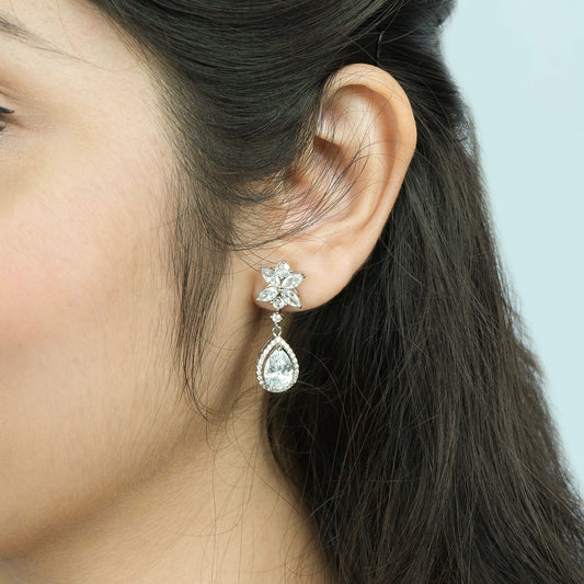 White Jasmine CZ Drop Earrings