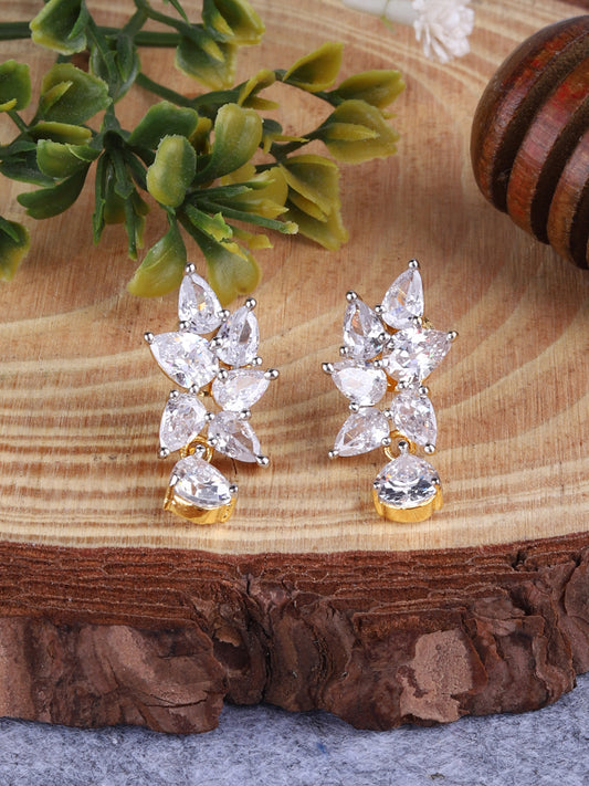 CZ Cluster Drop Earrings