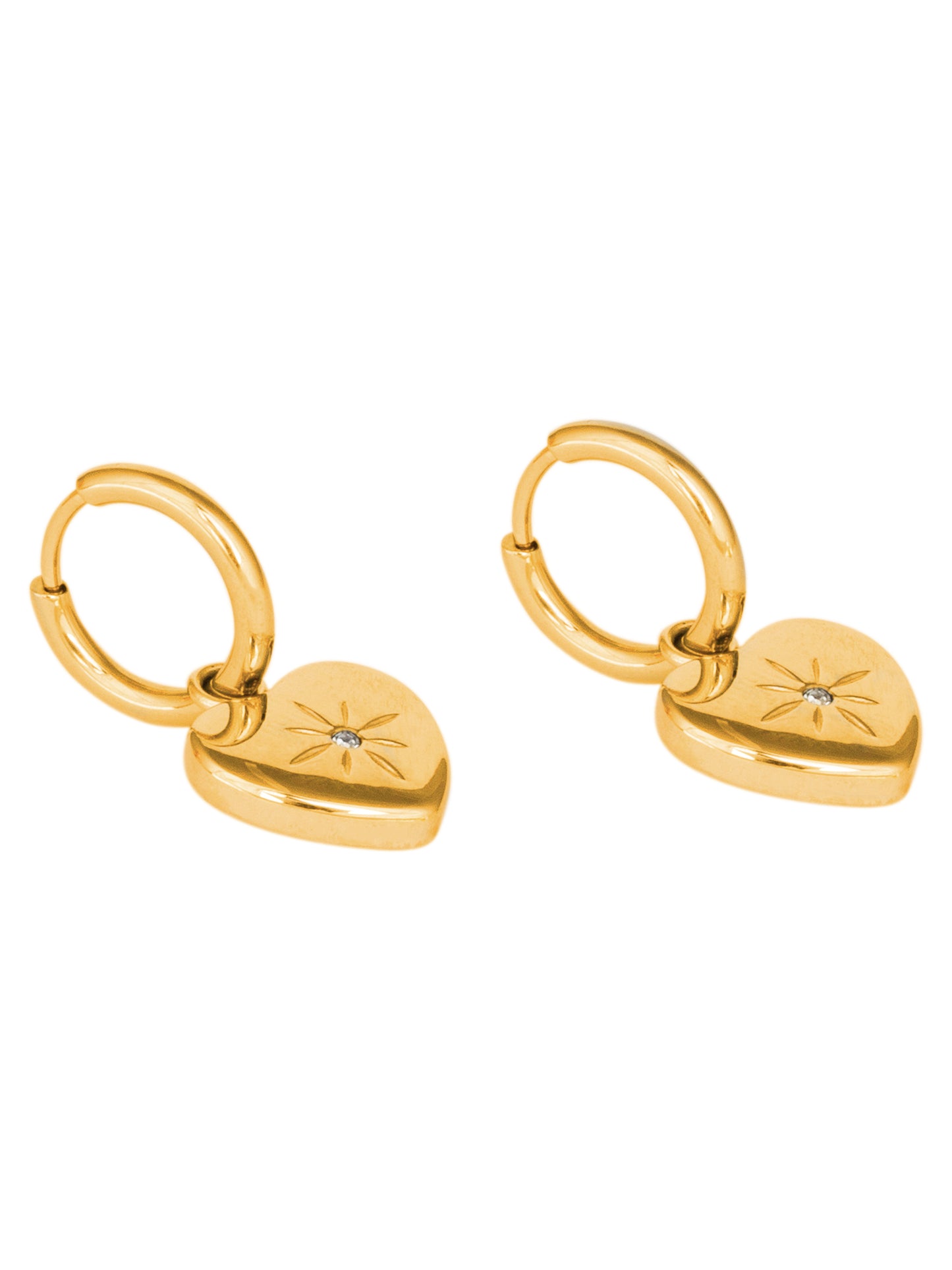 Golden Heart Drop Earrings