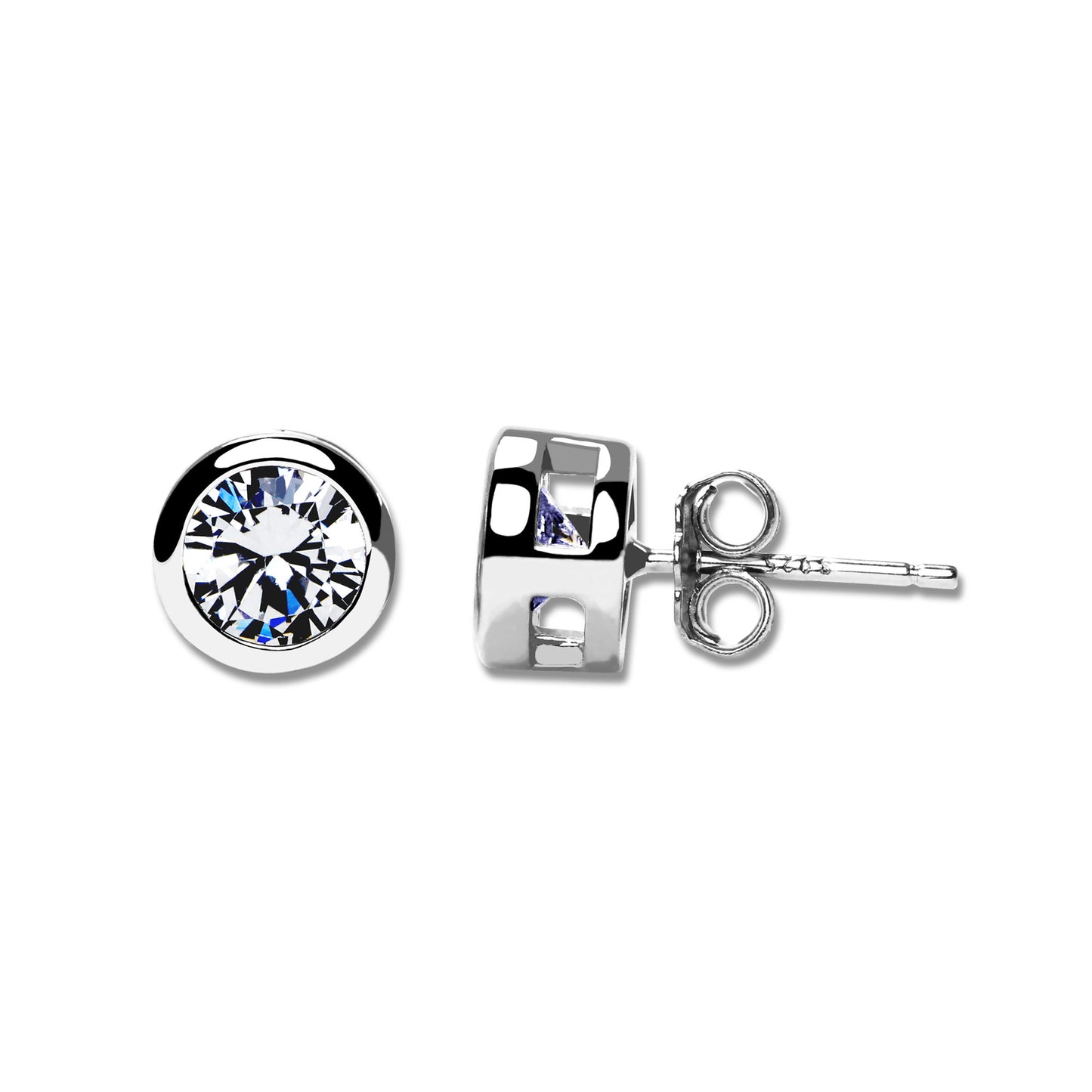 925 Sterling Silver Studs Round Bezel (5mm)