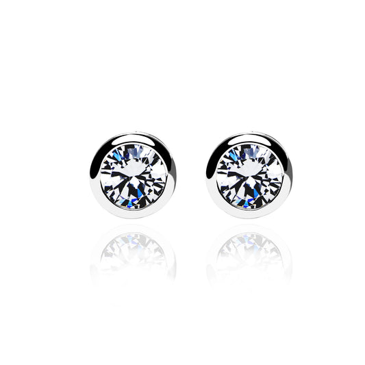 925 Sterling Silver Studs Round Bezel (5mm)